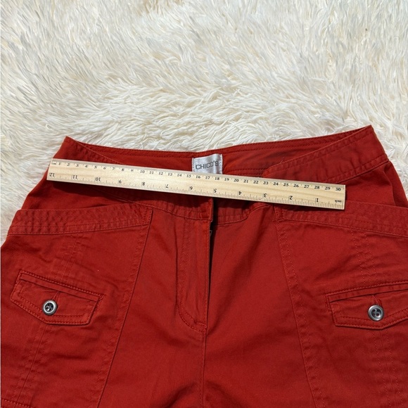 🆕 Chico's Red-Orange Cargo Pants Wide-Leg Style - Picture 5 of 8